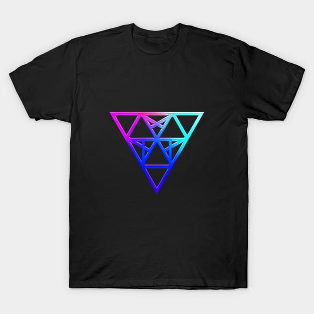 Neon Geometric Glyph Mandala Sigil Rune Sign Seal Cool Blue and Violet  - 480 T-Shirt by Holy Rock Design